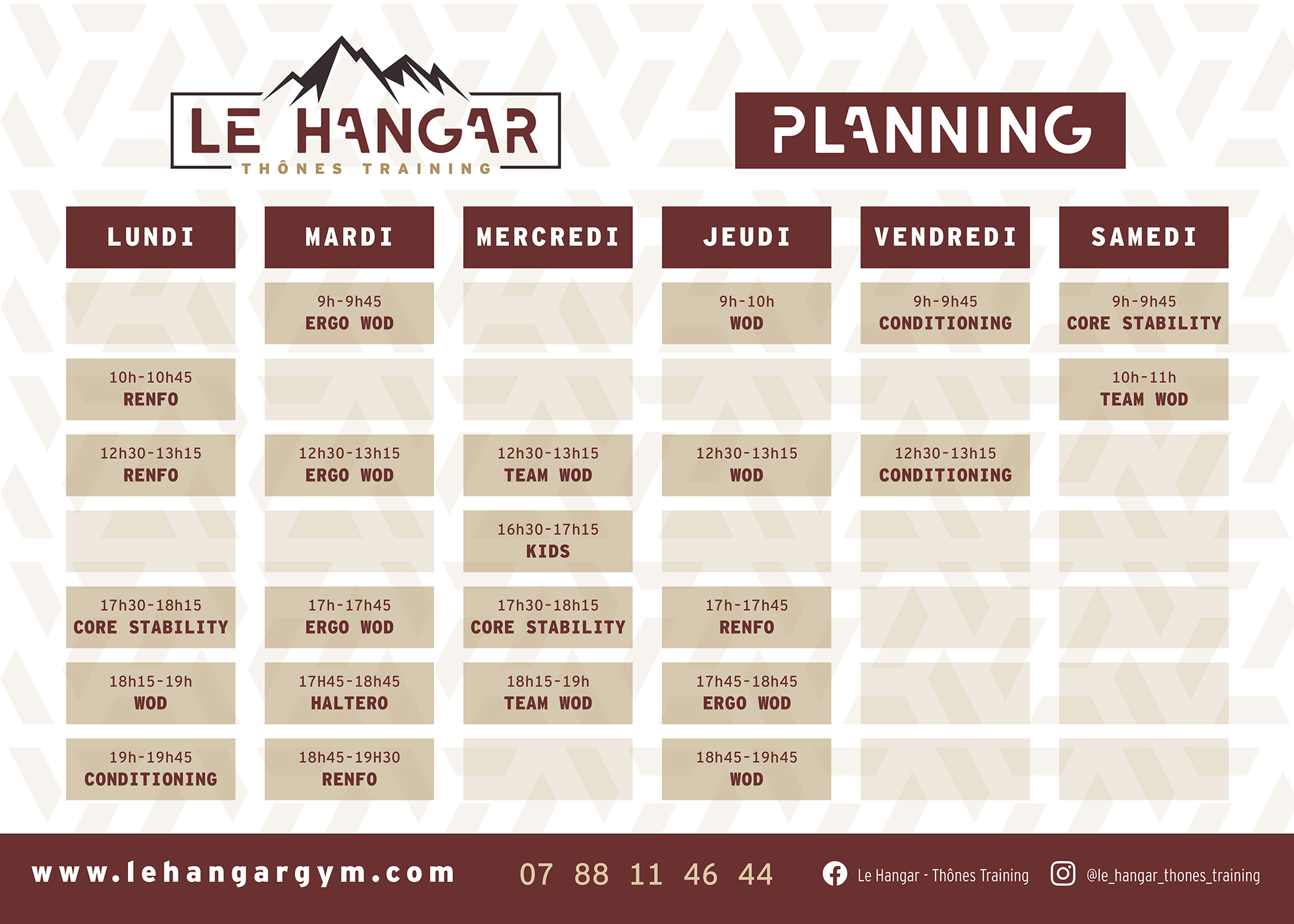 Planning Le Hangar Thônes Training