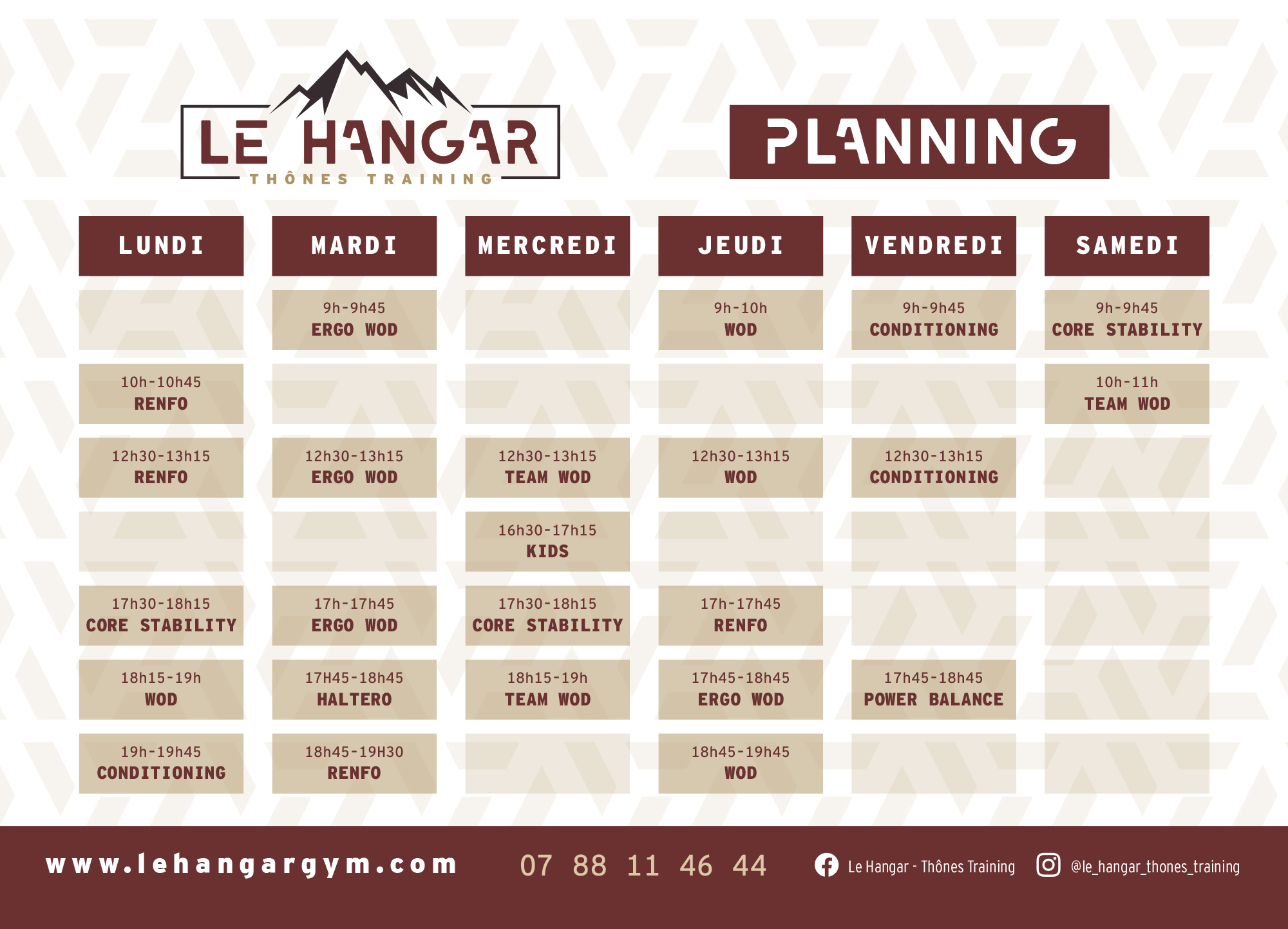 Planning Le Hangar Thônes Training